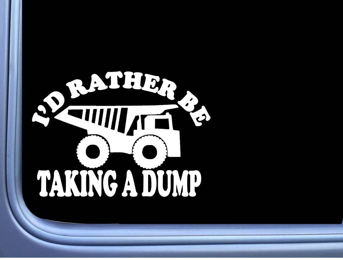 Dump Truck Taking a Dump Vinyl Decal – 6 Inch