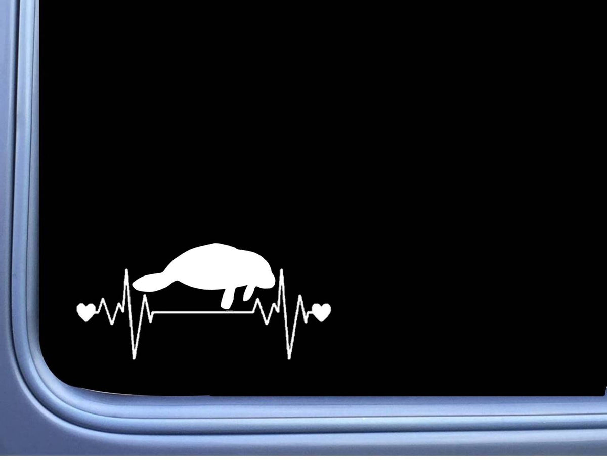 Manatee Lifeline Heartbeat Vinyl Decal – 8 Inch