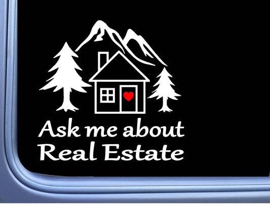 Ask Me About Real Estate Vinyl Decal – 6 Inch