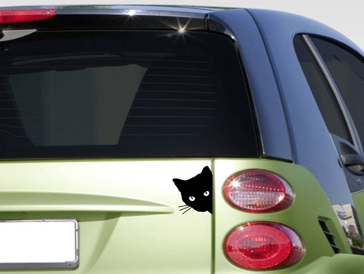 Black Peeking Cat Vinyl Decal – 6 Inch
