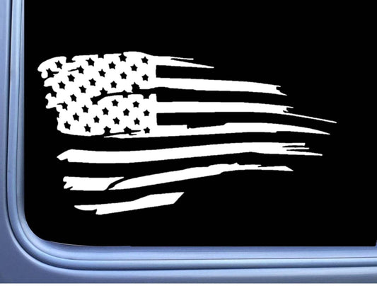 Distressed American Flag Vinyl Decal – 8 Inch
