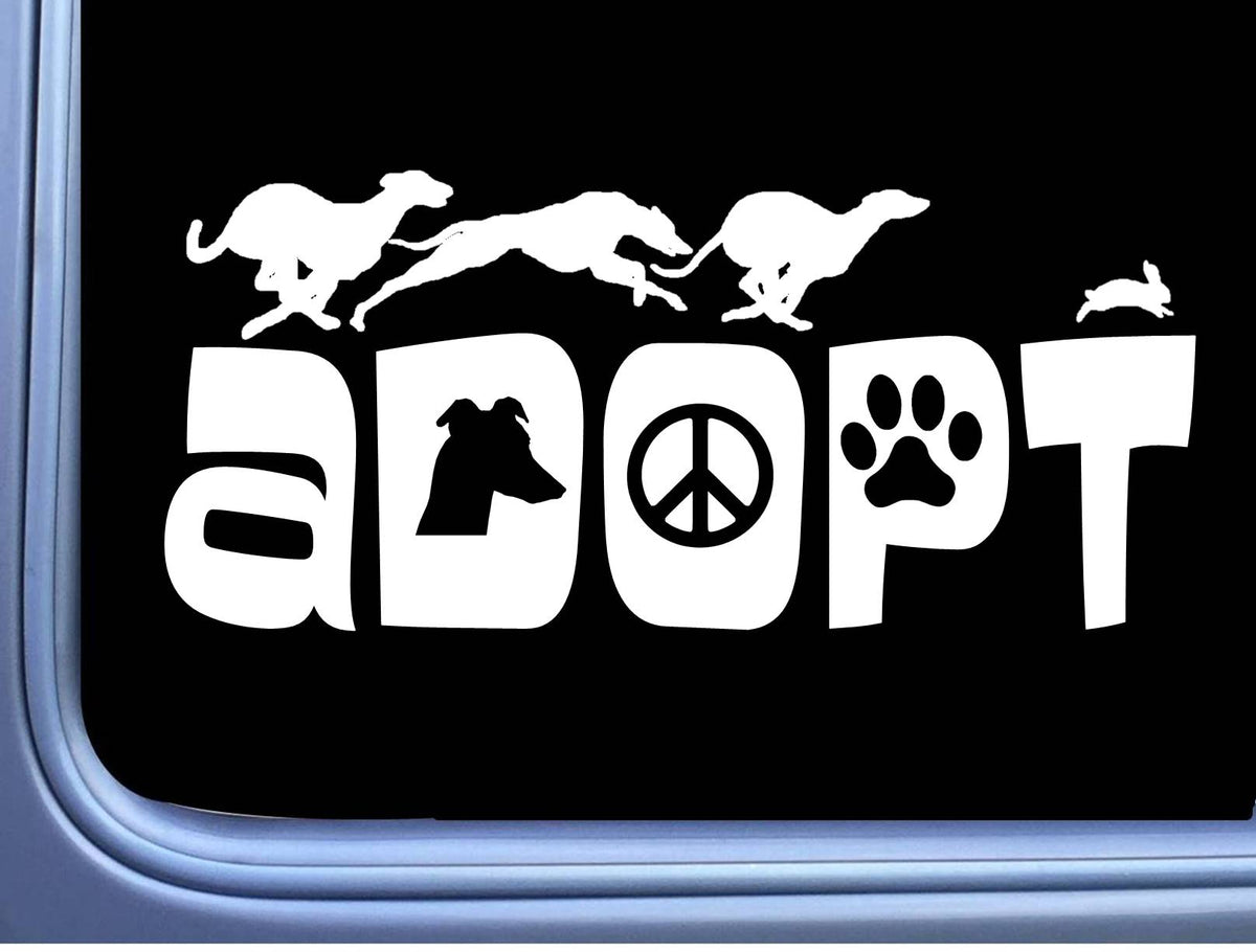Greyhound Adopt Vinyl Decal – 8 Inch