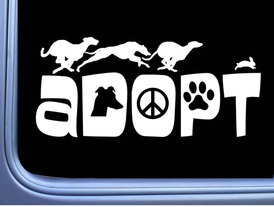 Greyhound Adopt Vinyl Decal – 8 Inch