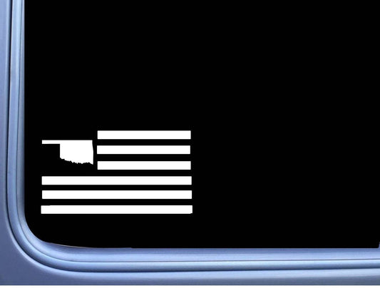 Oklahoma American Flag Vinyl Decal – 8 Inch