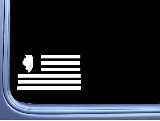 Illinois American Flag Vinyl Decal – 8 Inch