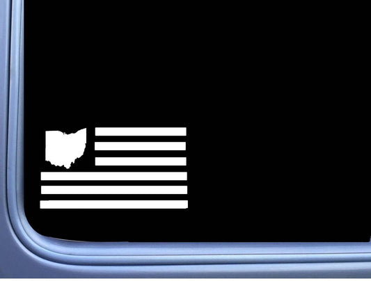 Ohio American Flag Vinyl Decal – 8 Inch